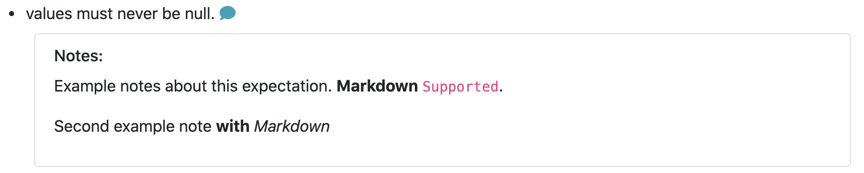 Multiple lines of markdown rendered with formatting